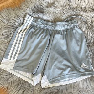 adidas Light Gray Women's Athletic Shorts with White Stripes